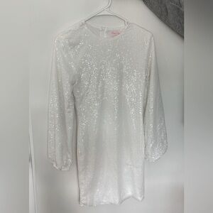 Pink Lily White Sequin Dress